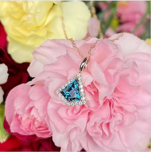 Rose Gold Blue Topaz Pendant